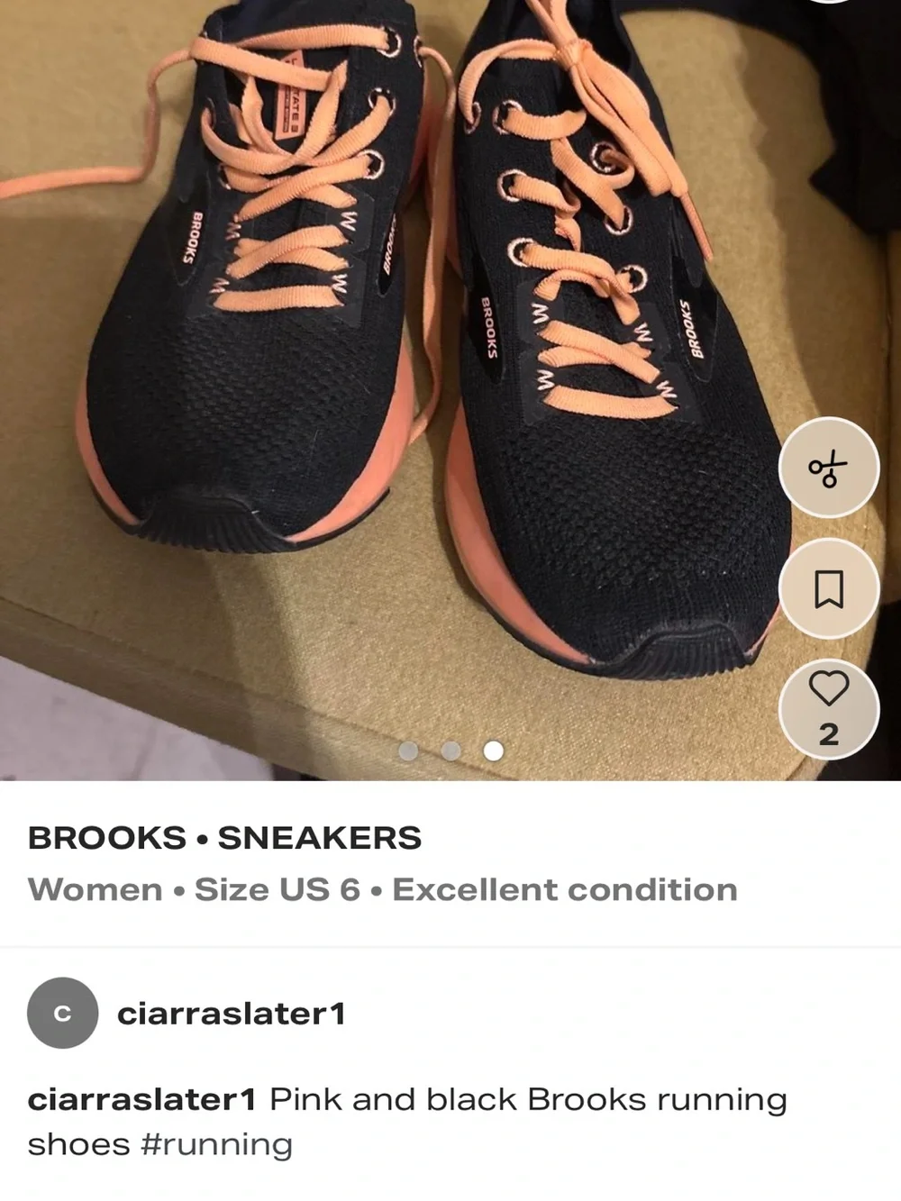 Brooks Women’s Black and Coral Lace-Up Sneakers